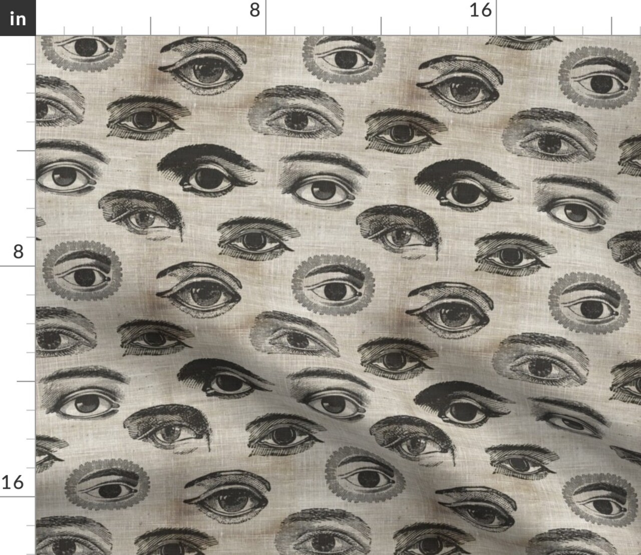 Spooky Eyes Faux-Gauze Gothic Creepy Eyeballs Novelty Custom Printed Fabric by Spoonflower Various Fabrics by the Yard or Fat Quarter